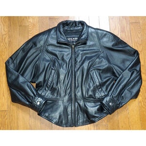 WILSONS | Black Leather Cafe Moto Racer Jacket M